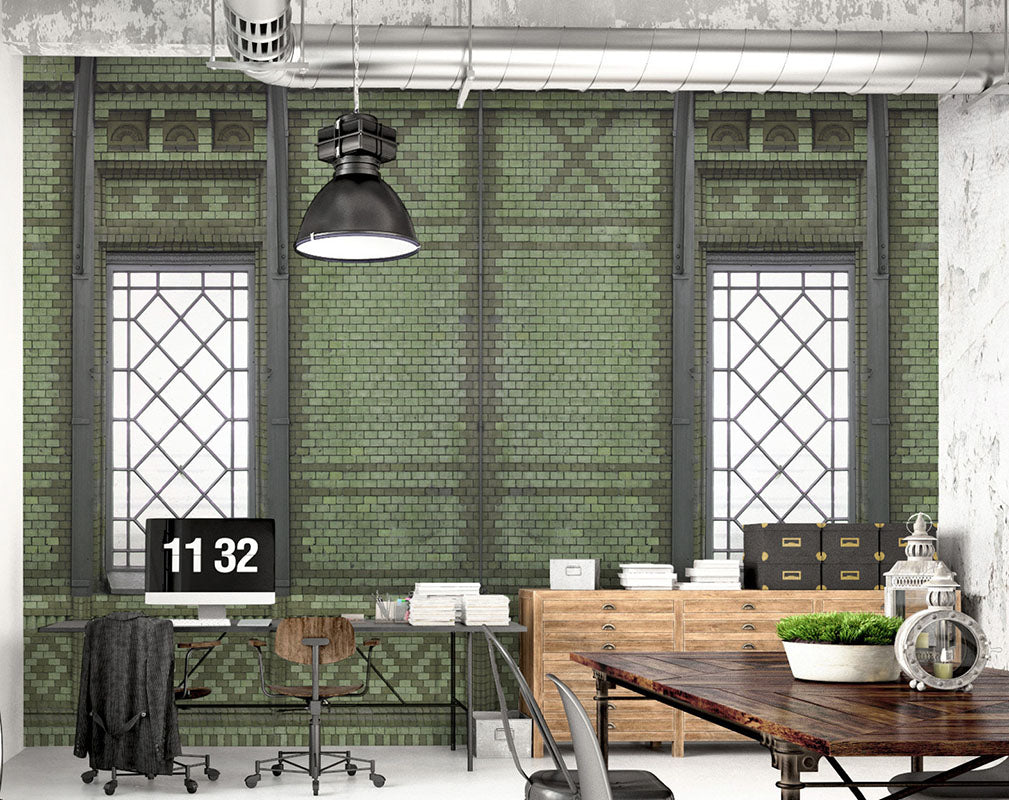 Window bricks factory inspired wallpaper mural by Behangfabriek.