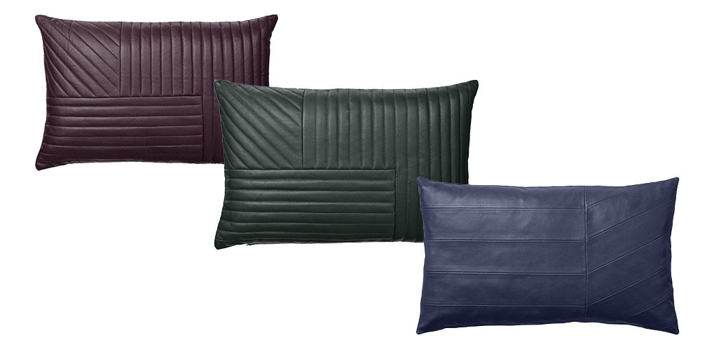 Embroidered leather cushions by AYTM