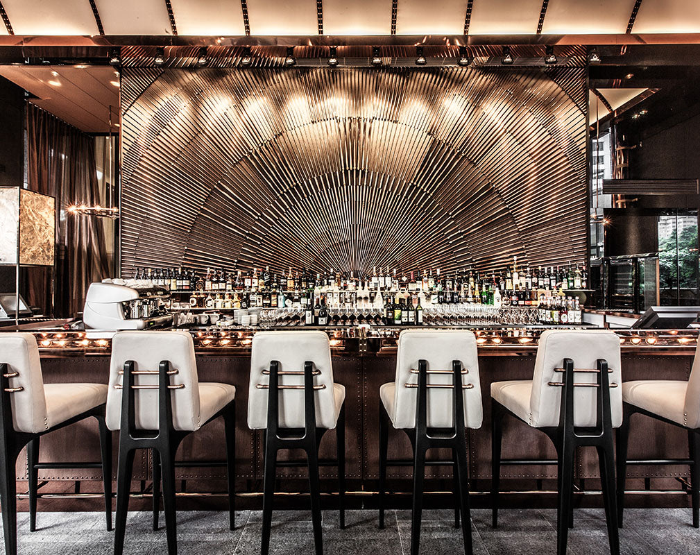 Ammo Hong Kong restaurant interior Joyce Wang painted copper and patinated metal.