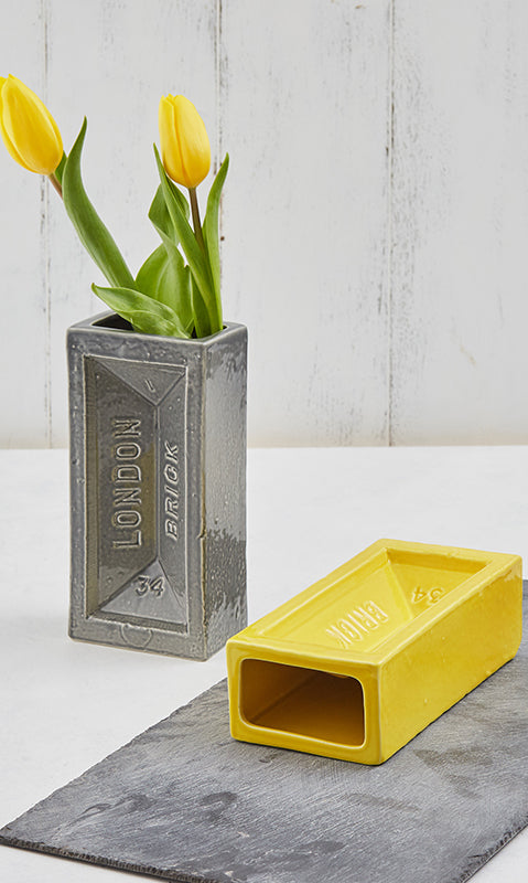 brick vase in yellow is available to buy in the warehouse home shop