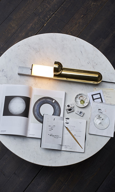 isp table lamp in marble and brass from dcw editions 