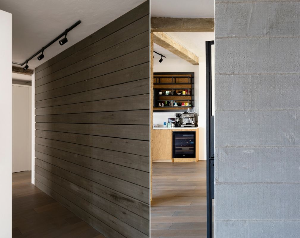 Walls of peeling paint floorboards, board-form concrete and formwork feature heavily in this converted warehouse home byWilliam Tozer Associates
