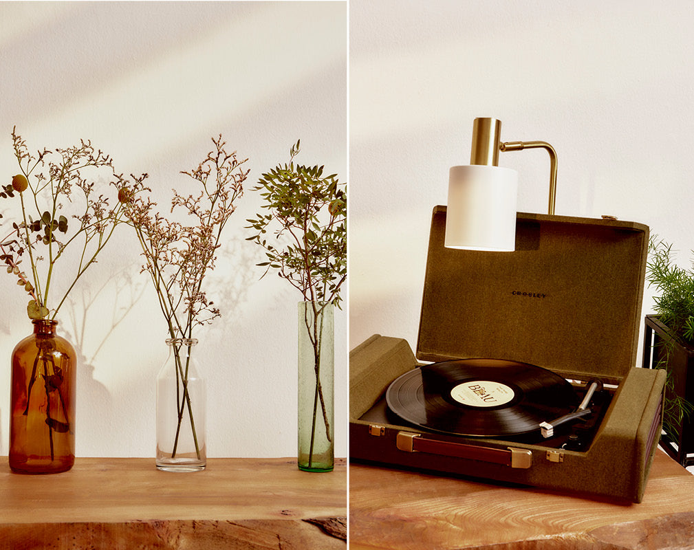 shop retro crossley record player in new olive at urban outfitters