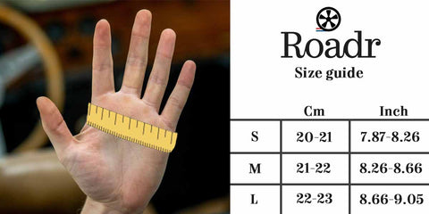 Roadr Size Guide Leather driving gloves