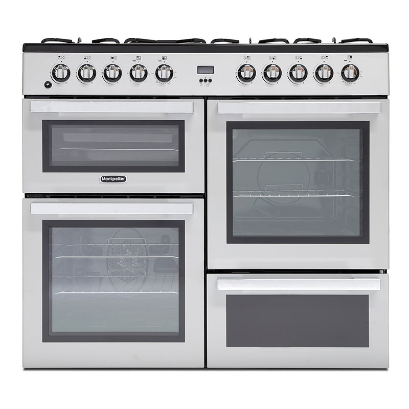 Montpellier MDF100S 100cm Dual Fuel Range Cooker in Silver