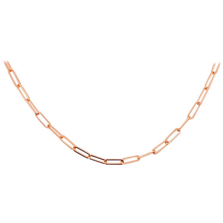 LoveBling 14k Rose Gold 5mm Paper Clip Link Necklace (14
