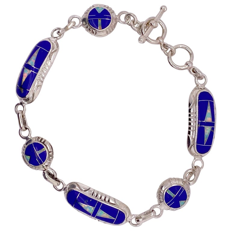 Blue Lapis and Opal Bracelet, Zuni Indian Handmade – Five Star Jewelry ...