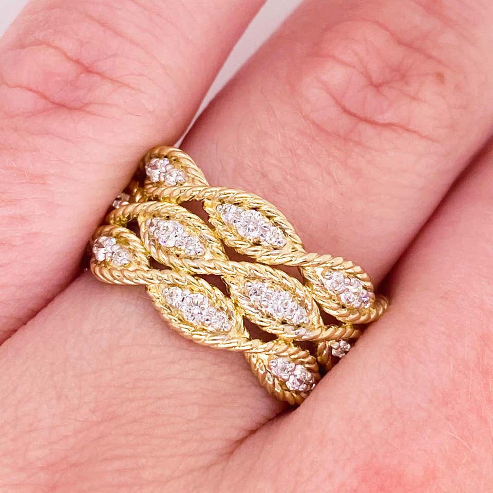 Braided Twisted Diamond Wide Band – Five Star Jewelry Brokers