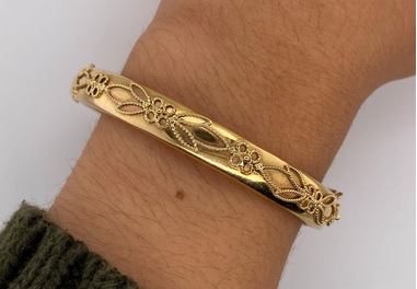 Vintage Italian Bracelet with Floral Design in Twisted Wire, 14k