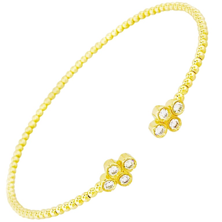 Diamond Leaf Bangle Bracelet – Five Star Jewelry Brokers