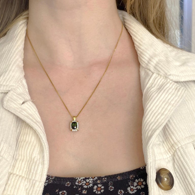 Tourmaline Necklace with Diamond Halo