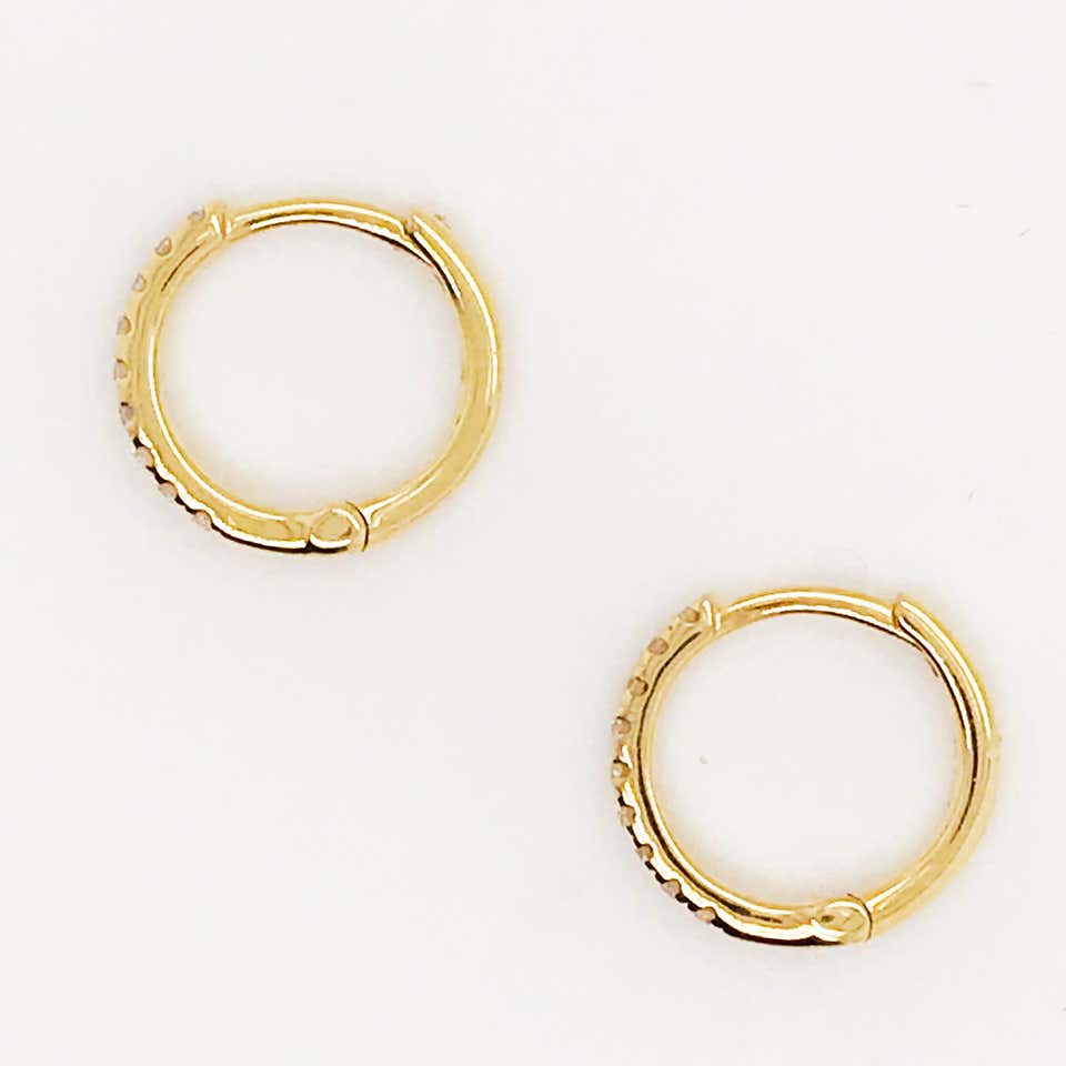 Normaal bovenstaand verlegen Diamond Huggie Earrings 14 Karat Gold .15 Carat Diamond Mini Hoops Ear –  Five Star Jewelry Brokers