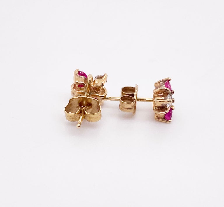 Ruby Stud Earrings with Diamonds