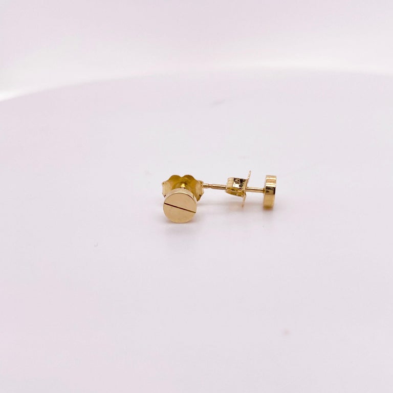 Round Gold Earrings Stud Style Modern Post Earrings 14k Yellow Gold