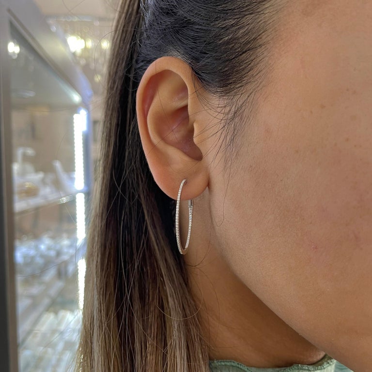 White Gold and Diamond Hoop Earrings