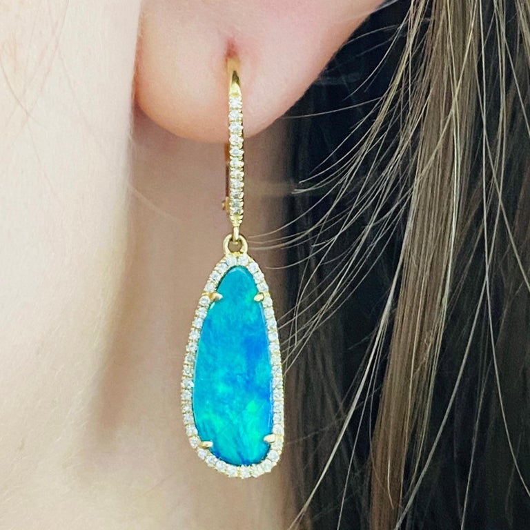 Blue Opal Large Tear Drop Earrings | Simply Magnificent LTD