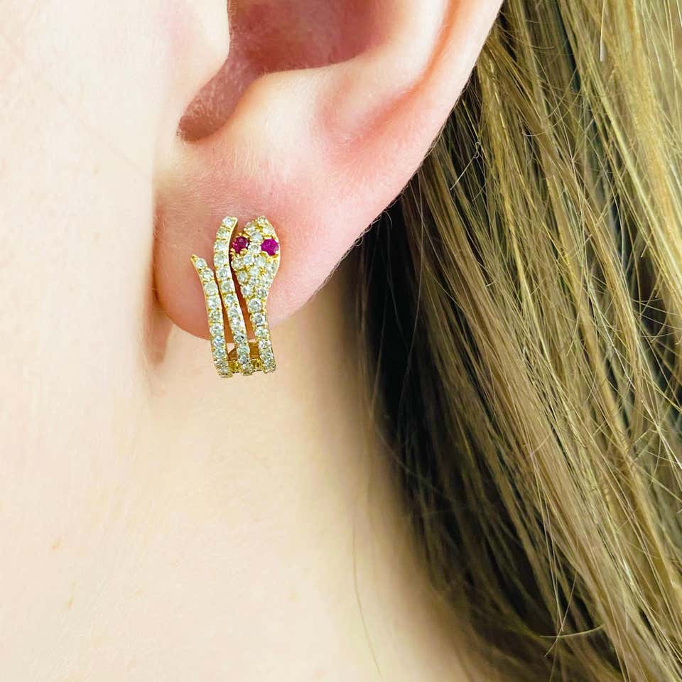 Doves Doron Paloma Diamond Gold Serpent Snake Earrings – Oak Gem