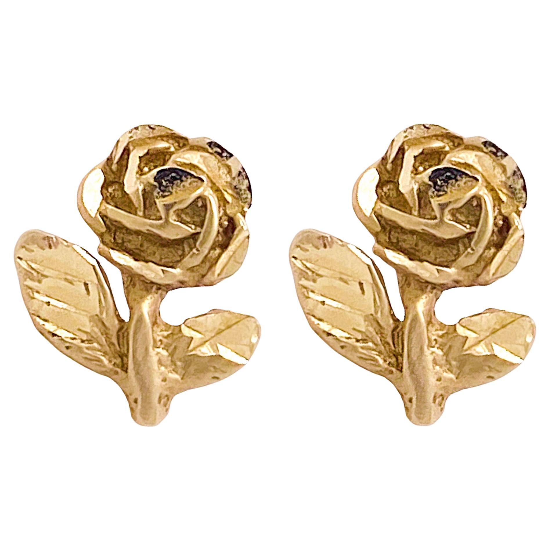 Gold Flower Hoop Earrings, 14K Yellow Gold Small Hoops Petal Design – Five  Star Jewelry Brokers