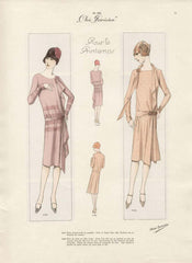 Art Deco French 1920s Fashion Design Vintage Print, 1928, Atelier Bachroitz