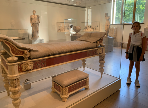 Roman Couch and Footstool (with 12-year-old daughter for scale)