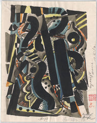 Wiener Werkstatte -Stoff "Mops", Camilla Birke, Vienna, before 1924, paper, ink and gouache