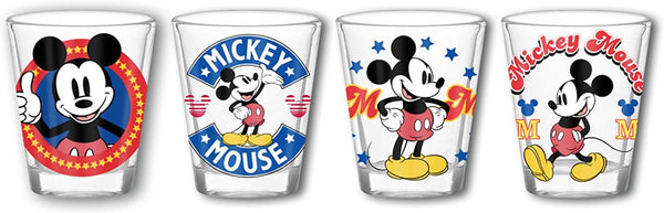 Silver Buffalo Disney Classic Mickey Mouse 4 Pack Mini Glasses,  1.5 Ounces: Tumblers & Water Glasses