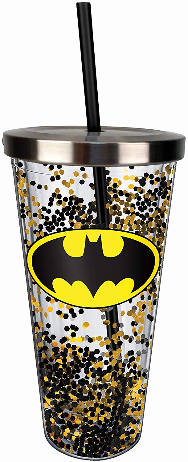 DC Comics: Batman - Logo Glitter Black & Gold Cup with Straw, One Size –  Kryptonite Character Store