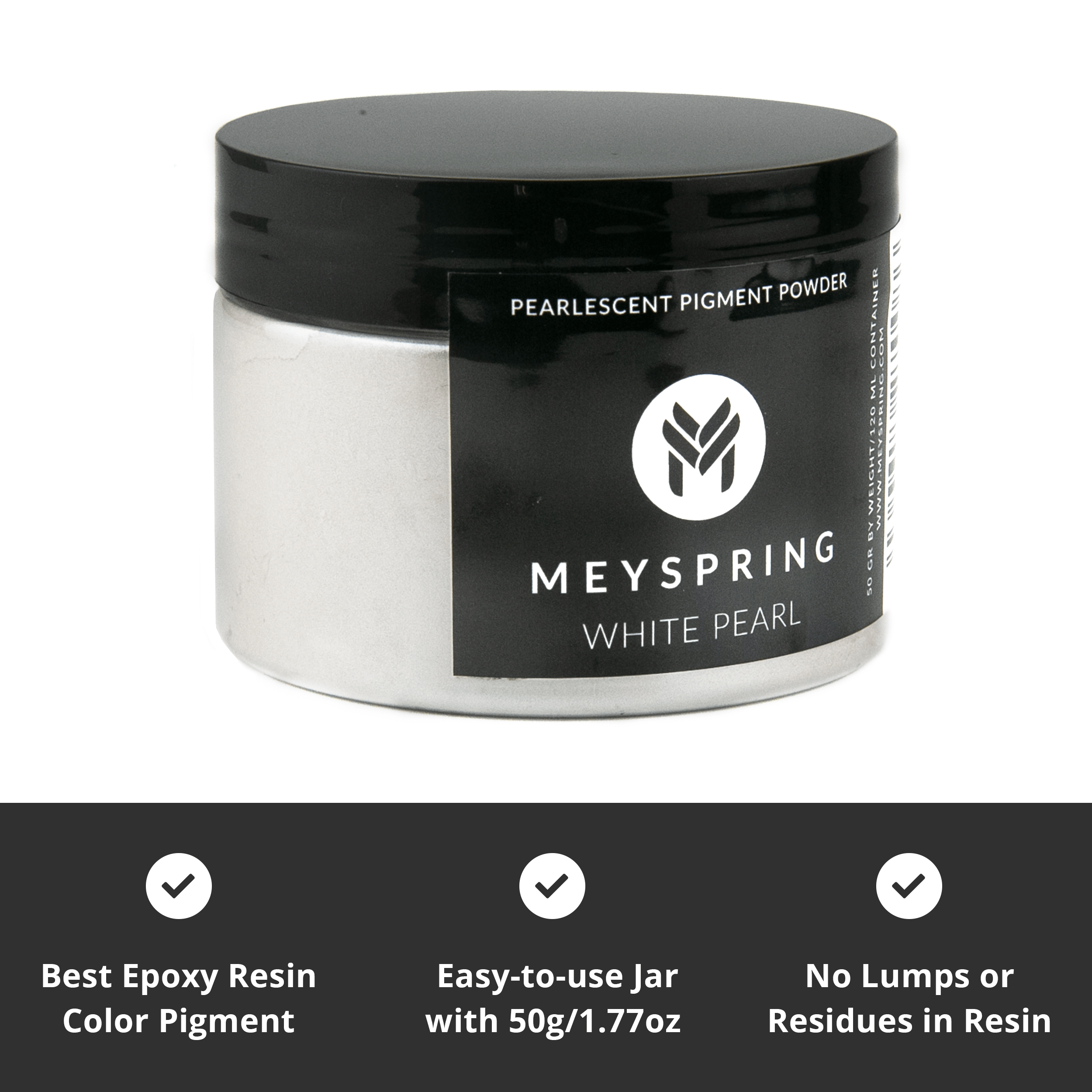 MEYSPRING White Pearl 50g Jar of Epoxy resin color pigment Mica Powder for resin art
