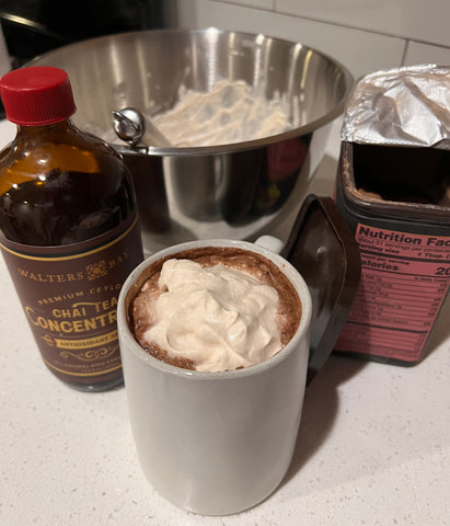 Chai whipped cream with hot coco