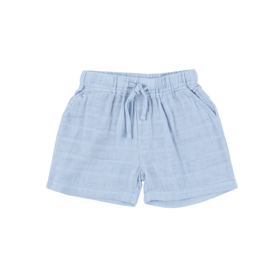 5yrs - Dusty Blue Solid Organic Cotton Muslin Short