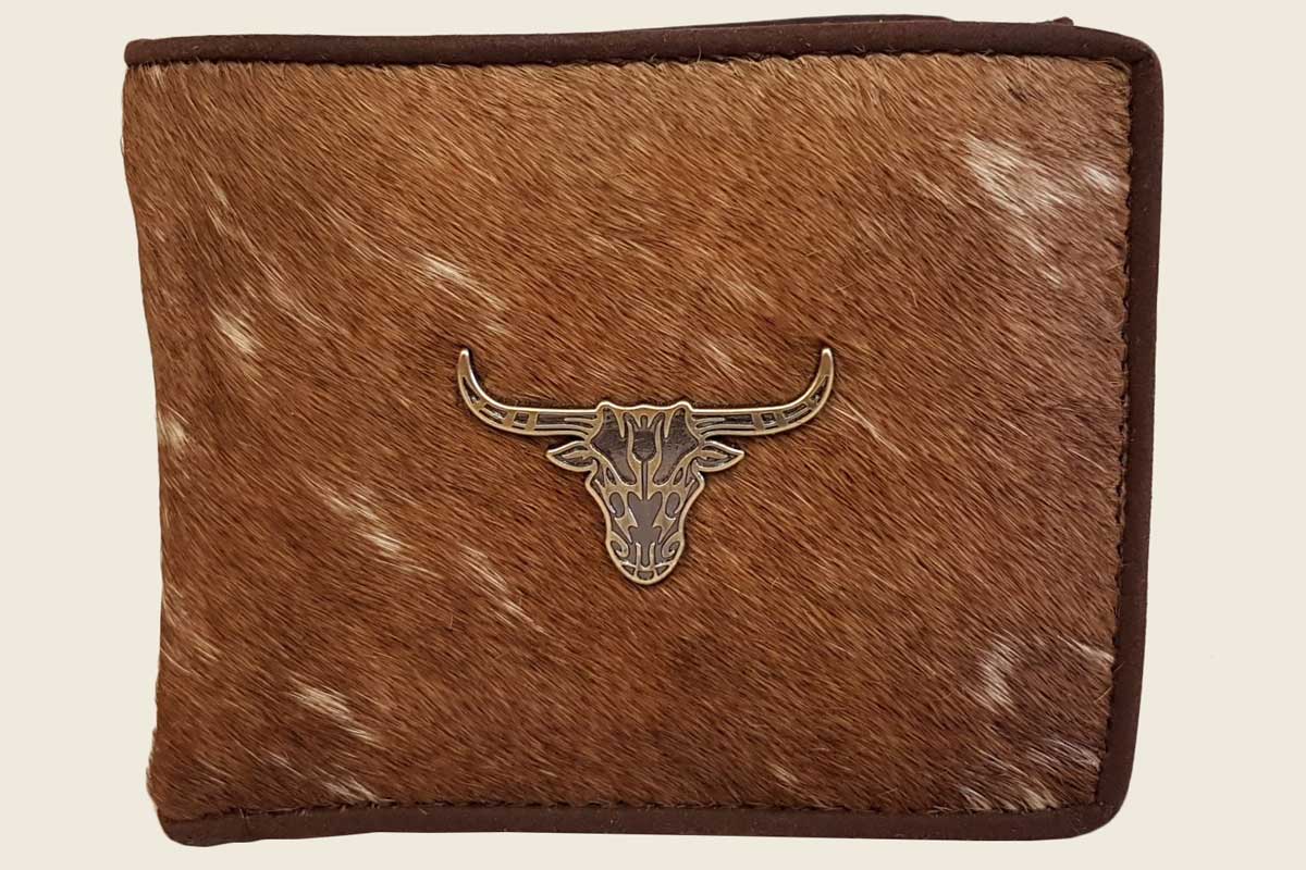 'Longhorn' Cowhide Leather Bi-Fold Wallet - Bethel Saddlery