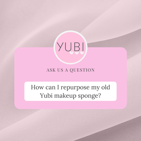 An Instagram message asking "How can I repurpose my old Yubi makeup sponge?"