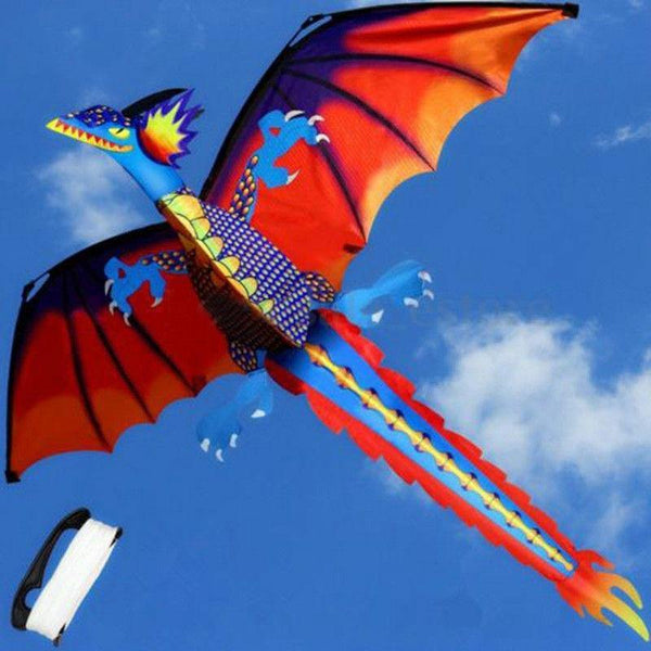 New Children Kids Gift 3D Dragon 100M Kite Single Line With Tail Kites Outdoor Fun Toy Kite Family Outdoor Sports Toy.