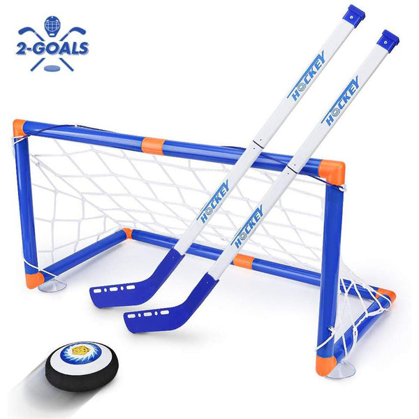 Ice Hockey Stick Set Hover Football Double Door Flashing Indoor Sport Game Boy Interactive Electric Educational Toy for children (Without retail box).