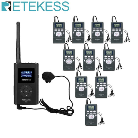 1 FM Transmitter FT11+10 FM Radio Receiver PR13 Wireless Voice Transmission System For Guiding Church Meeting Training.