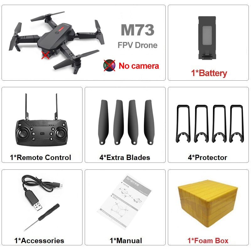 Teeggi M73 RC Drone WiFi FPV Quadcopter Drone with 480P/4K HD Camera Drone Foldable Drones Toy Mini Dron VS E68 E61 SG106 XS816.