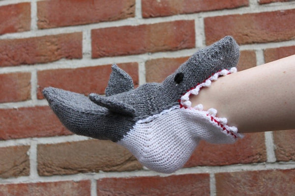 Christmas Gift Shark Fish Chameleon Crocodile Knit Socks Cute Unisex Novelty Winter Warm Floor Sock for men women.