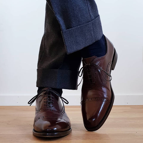 51 Style Talk - Linus Norrbom in Borins Semi Brogue Oxford Shoes in Chocolate paired with Flannel Grey Trousers