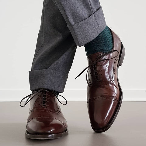 51 Style Talk - Linus Norrbom in Borins Semi Brogue Oxford Shoes in Chocolate paired with light grey wool blend trousers