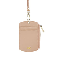 Nude Saffiano ID Cardholder Lanyard with Zip