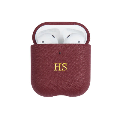 Burgundy - Saffiano AirPods Case Cover [1st/2nd Generation] - THEIMPRINT