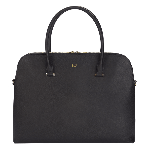 Personalised Saffiano Leather Laptop Bag - Black