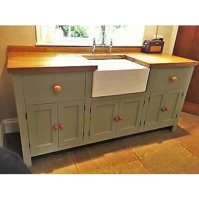 Free Standing Belfast Sink Unit With Rustic Oak Worktop Includes Sink And Taps