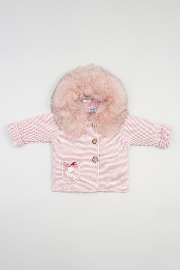 Pangasa PREORDER Powder Pink Faux Fur Knitted Jacket | iphoneandroidapplications