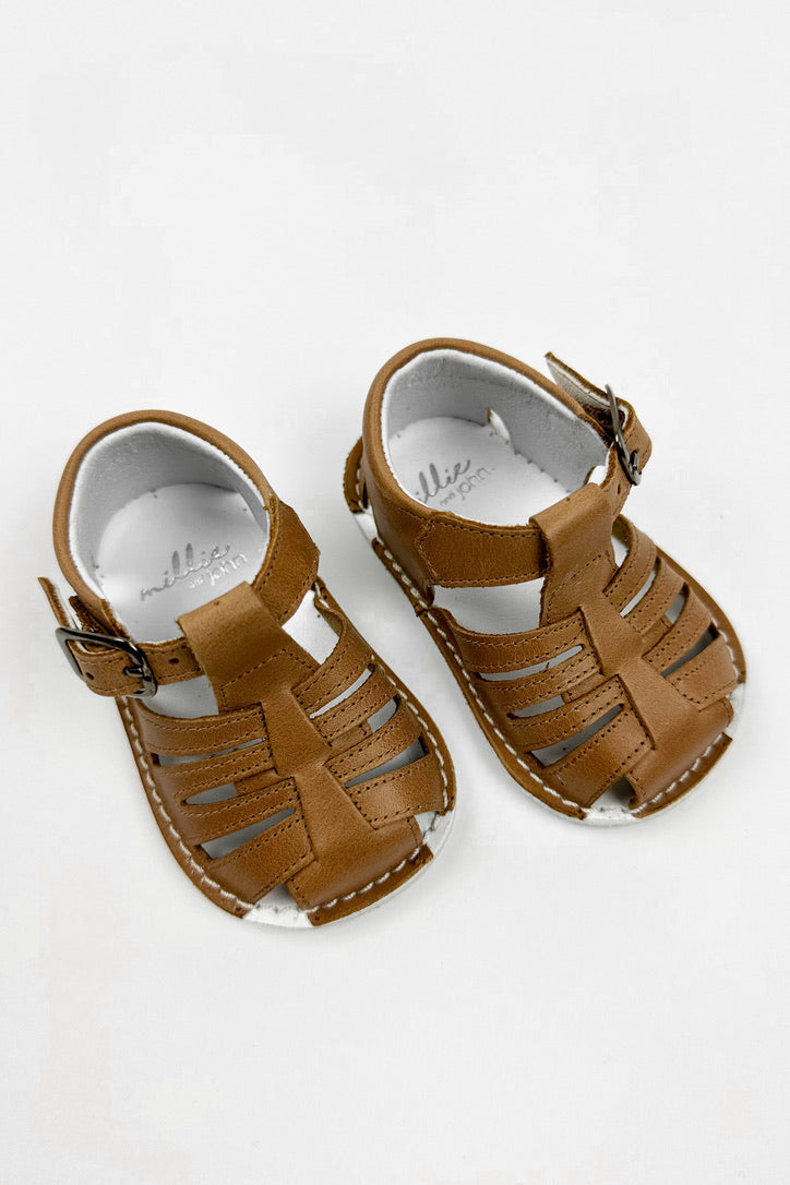 León Shoes X M&J "Luis" Brown Leather Sandals | iphoneandroidapplications
