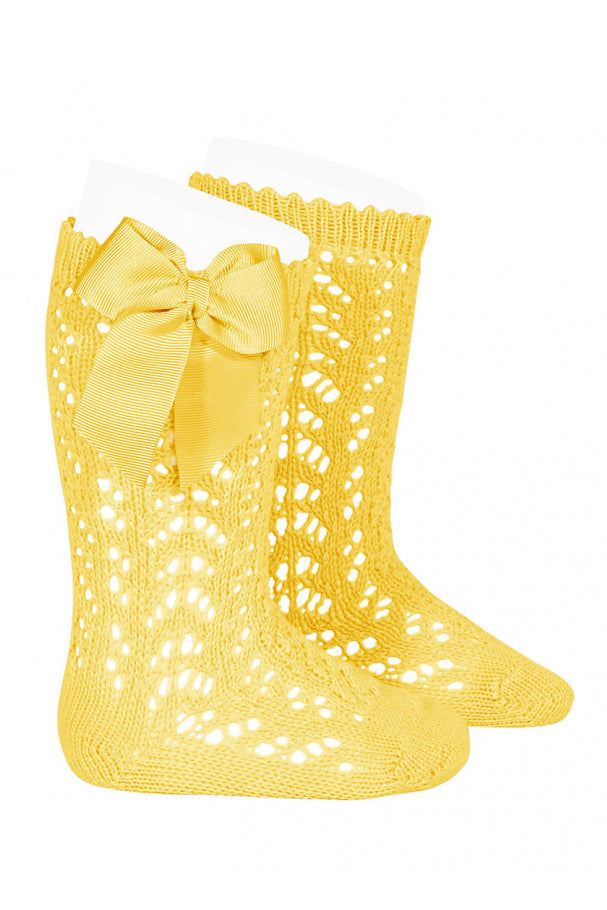 Condor Limoncello Lace Openwork Bow Socks | iphoneandroidapplications