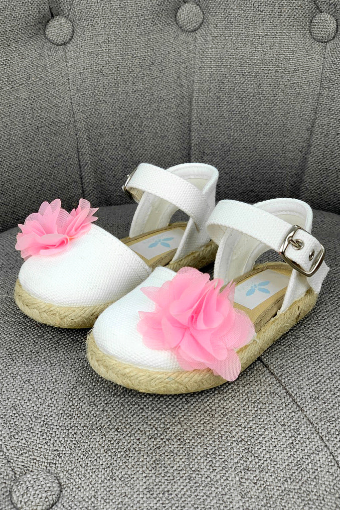 Sardon White & Pink Flower Espadrille Sandals | iphoneandroidapplications