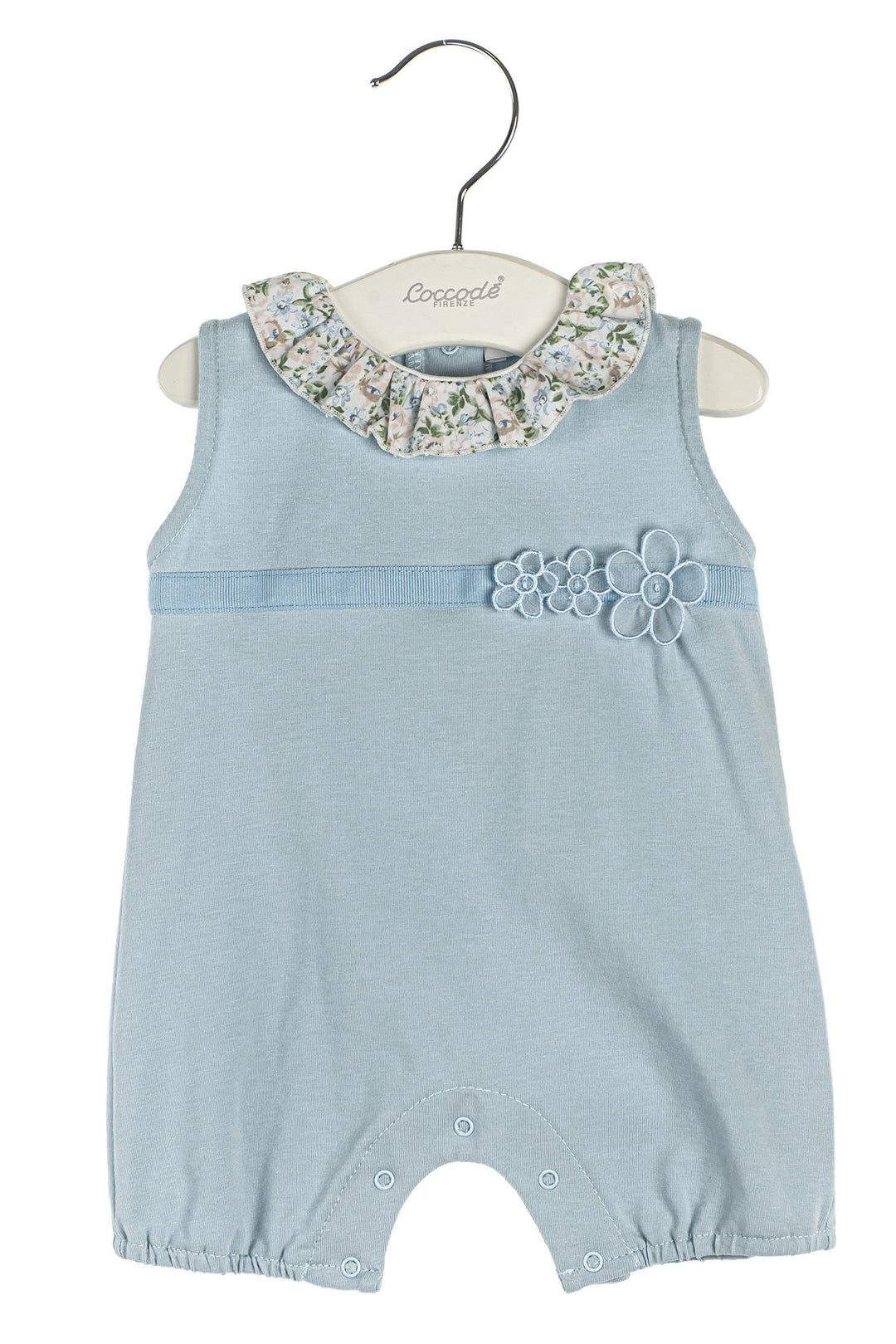 Coccodè "Camille" Powder Blue Floral Romper | iphoneandroidapplications