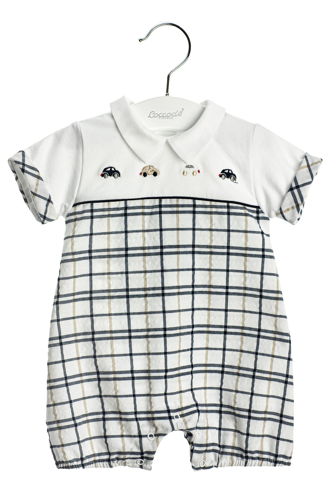 Coccodè "Maurice" Navy Checked Car Romper | iphoneandroidapplications