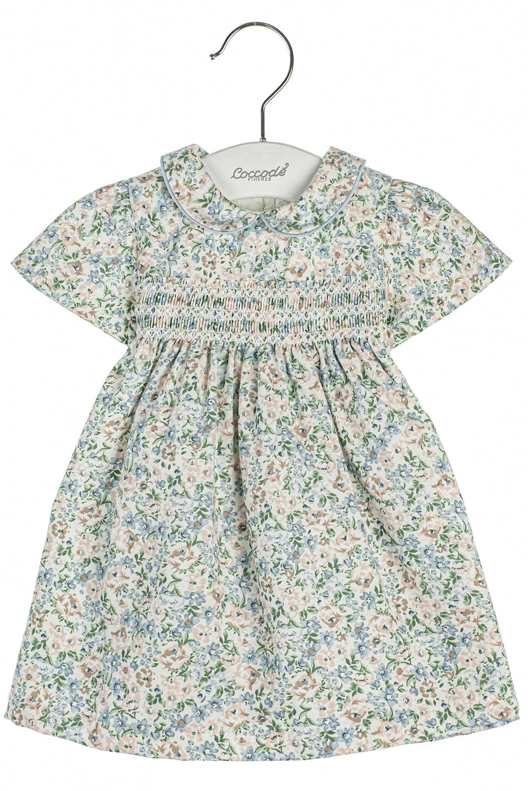 Coccodè "Neesha" Blue Floral Smocked Dress | iphoneandroidapplications